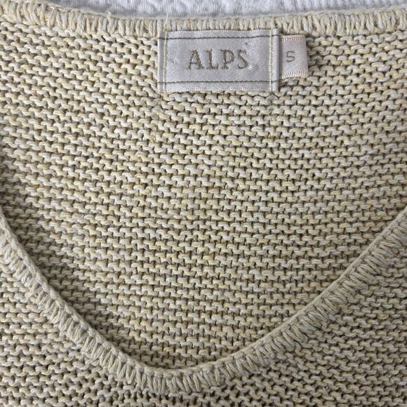 Alps Knitted V Neck Tan Pullover Sweater Women Small Neutral Minimalist Coastal - Picture 3 of 6
